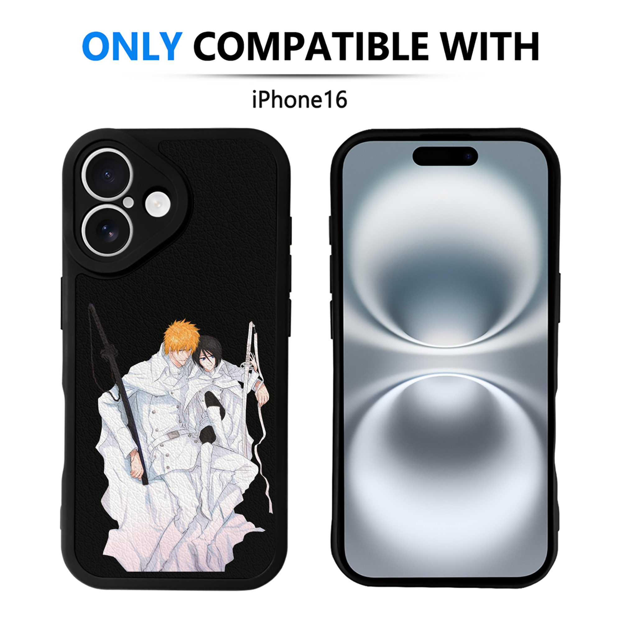 ブリーチ 黒崎一護（くろさき いちご）BLEACH Kurosaki Ichigo 【iPhone 16シリーズ対応】シリコンスマホケース（レザー調） 材質：シリコン